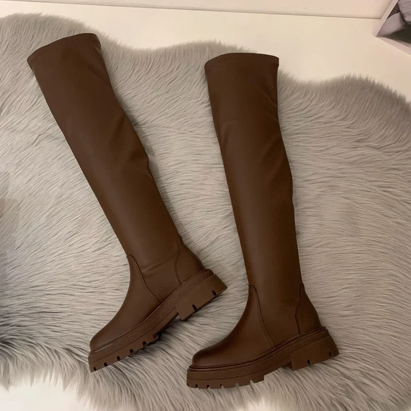 Thick Sole Women Over-the-knee Boot Thigh High Boots Winter 2023 New Female Long Boots Platform Chunky Heels Ladies Autumn Shoes