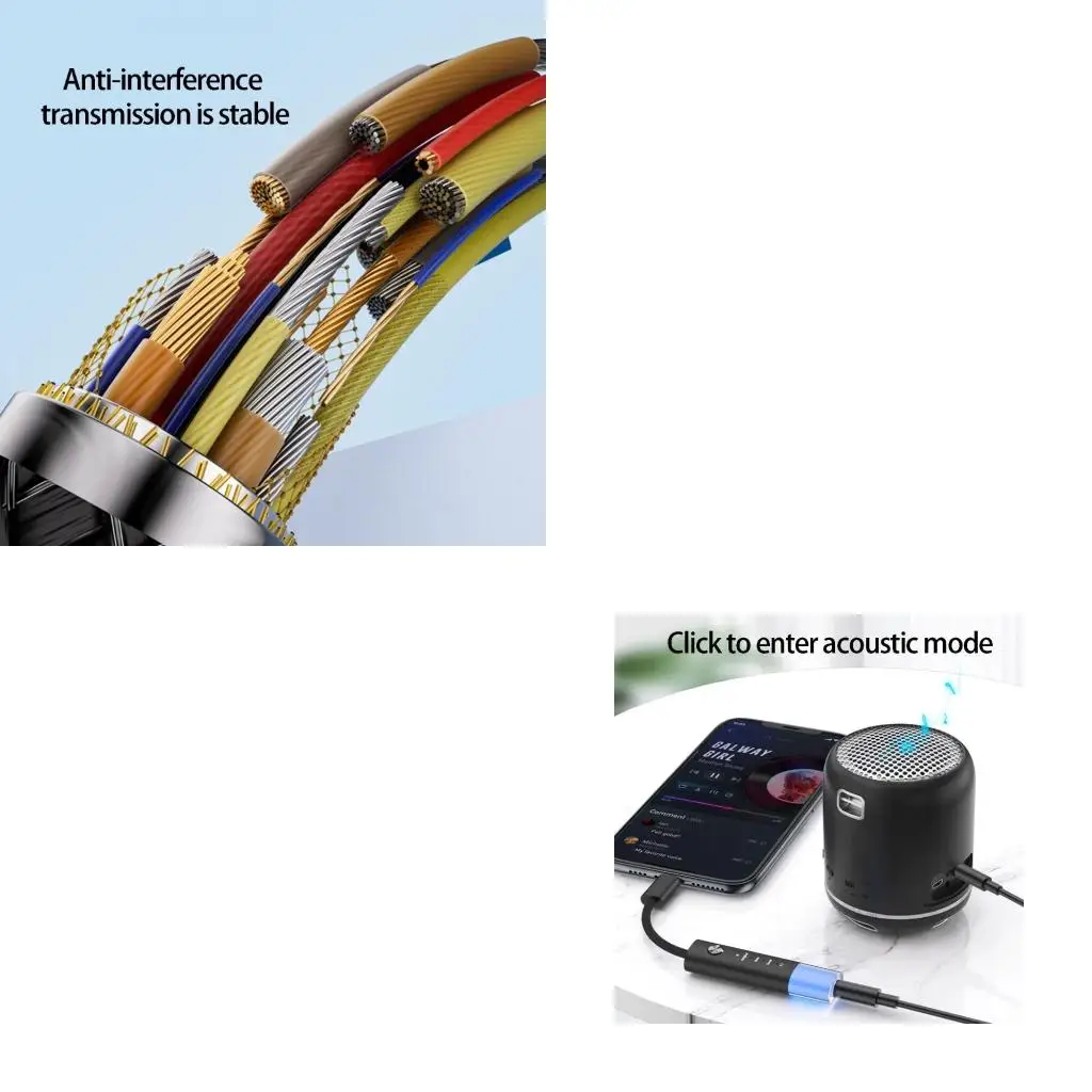 USB C To 3.5mm Auditory Adapter With Microphone Control Type C to 3.5 Headphone Connection For Smartphones And Tablets