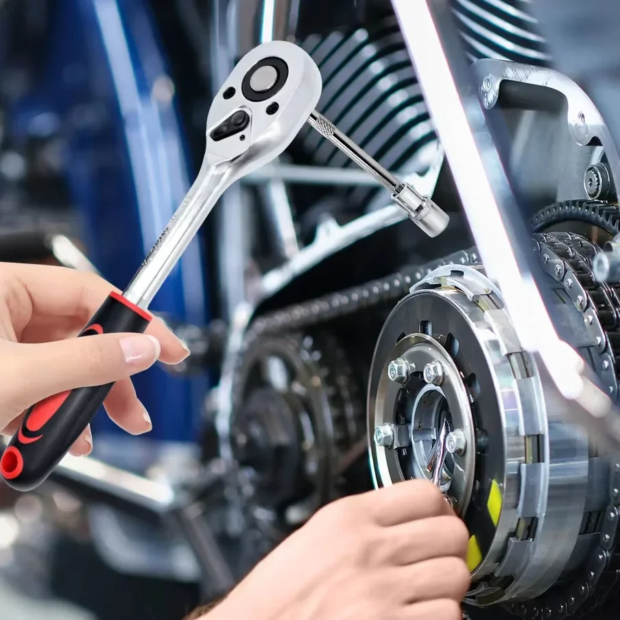 Motorcycle 46pcs 1/4 Inch Drive Socket Ratchet Wrench Set Complete Car Repair Kit for Auto and Bicycle Maintenance Tools amagi