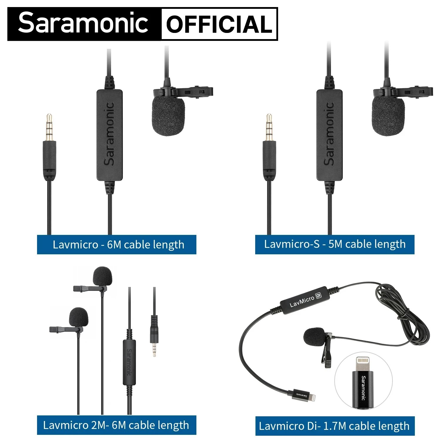 Saramonic LavMicro Clip-on Condenser Lavalier Lapel Microphone for iOS Android iPhone DSLRs Camcorder Smartphone Streaming Vlog