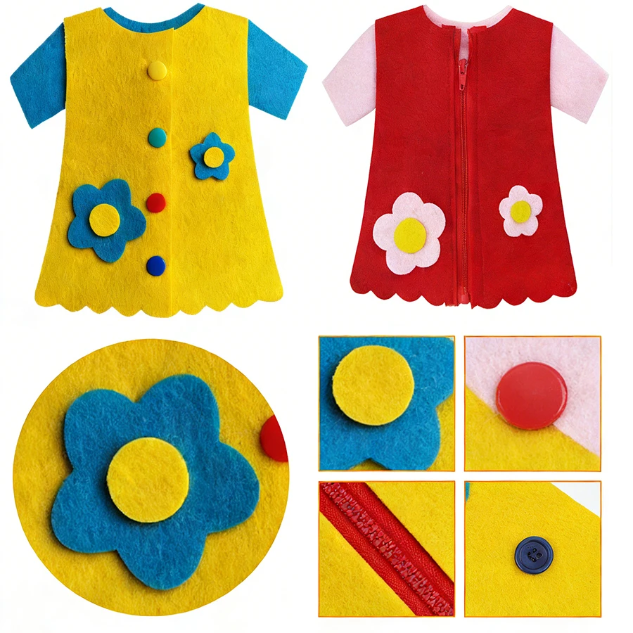 Shape Recognition Cloths Style Button Felt Zipper Action Teaching Board Free Assemble Teaching Tools School Office Supplies