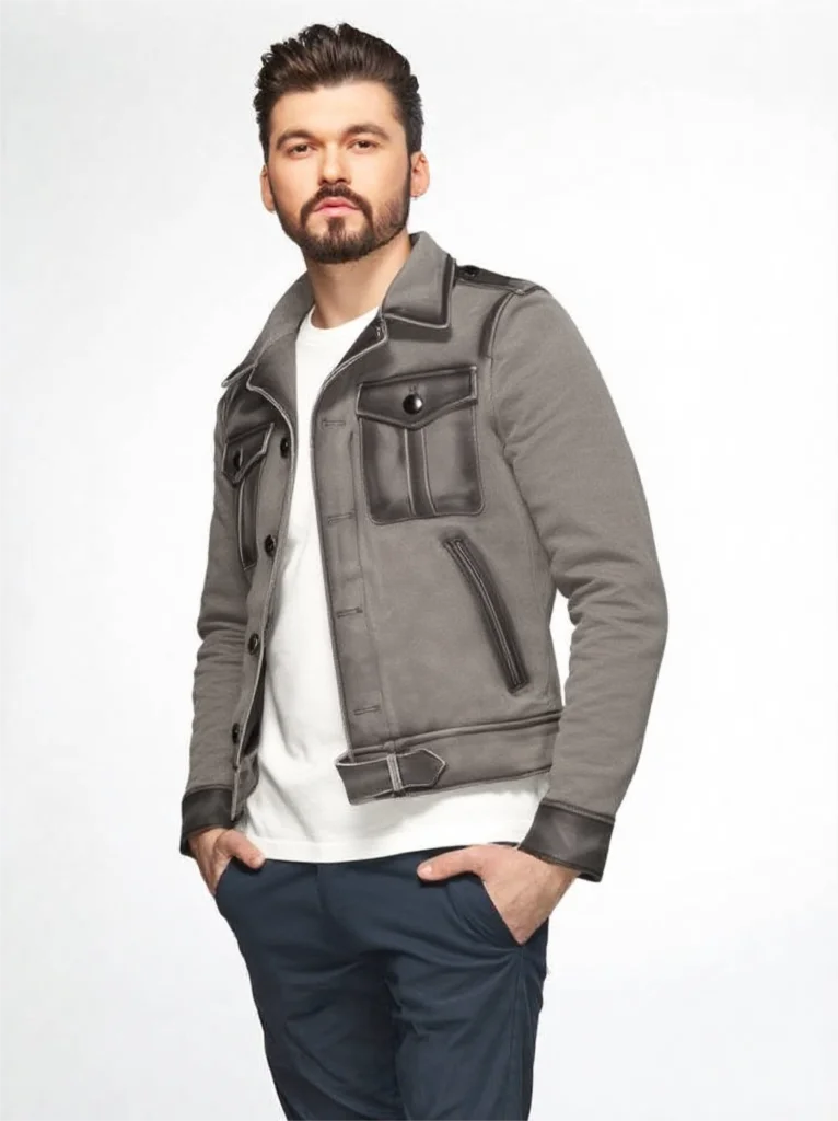Chaqueta de cuero gris de invierno para hombre, estilo Retro Vintage de talla grande 5XL, Cuero de vaca grueso Natural genuino, abrigo corto con cuello vuelto P37