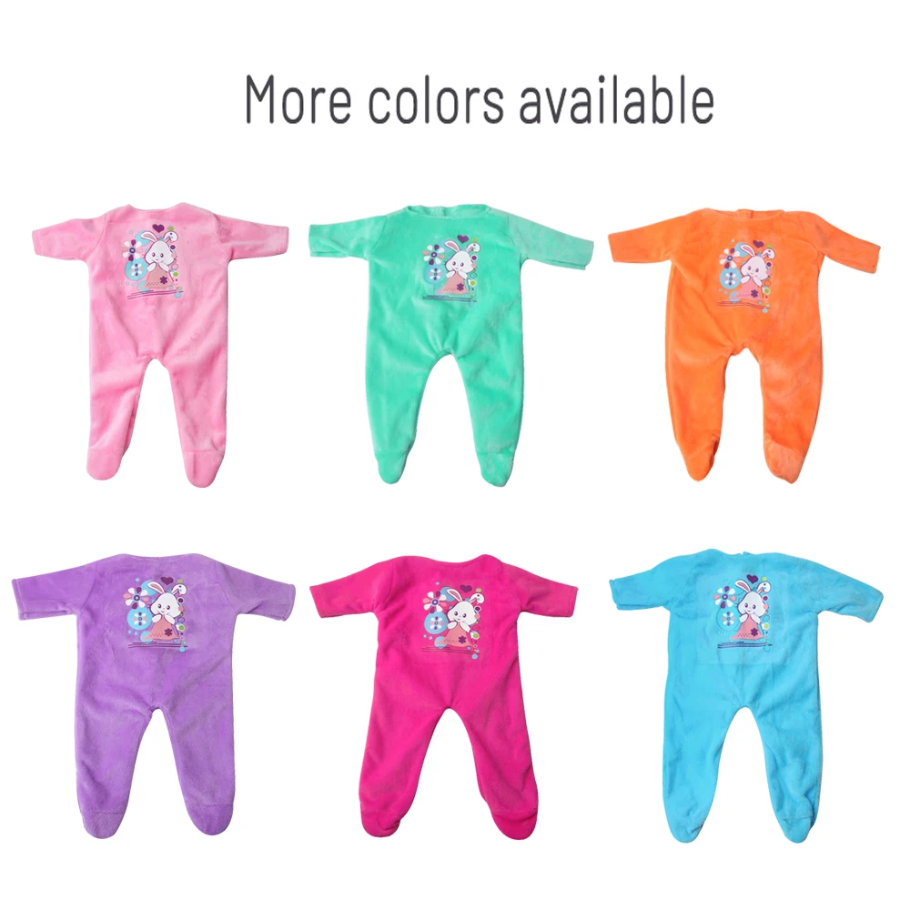 18 Inch Doll Girl Pajama Jumpsuit Cartoon Rabbit Print Clothing Multi-Color Cute Pajama Doll Home Clothing Doll Accessories