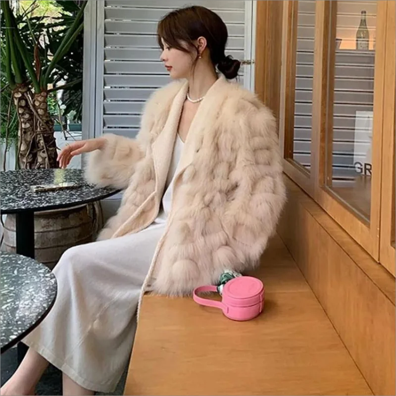 New fur imitation fox fur coat winter young fur coat women's fashion atmospheric luxury design