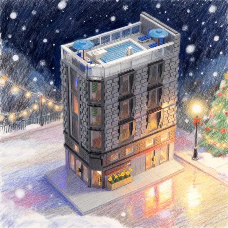 

3500 деталей, модульный конструктор MOC «Гостиница», архитектурная модель, креативный подарок на Рождество, развивающая игрушка-конструктор DIY