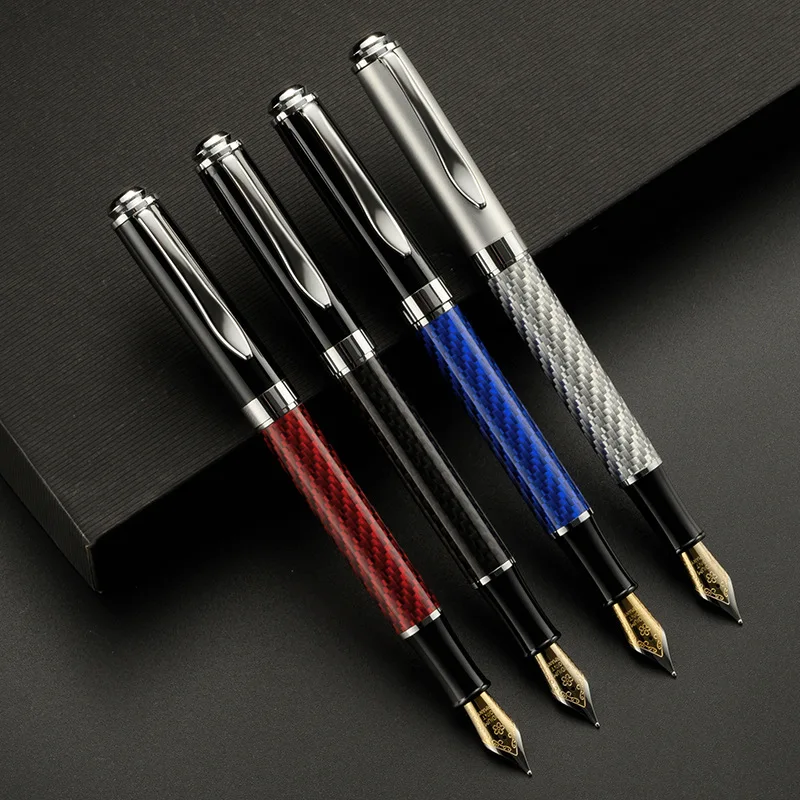 Luxus Carbon Fiber Metall Brunnen Stift Student Schule Büro Schreibwaren Neue Tinte Stifte Zum Schreiben Elegante Stifte – Detail 4