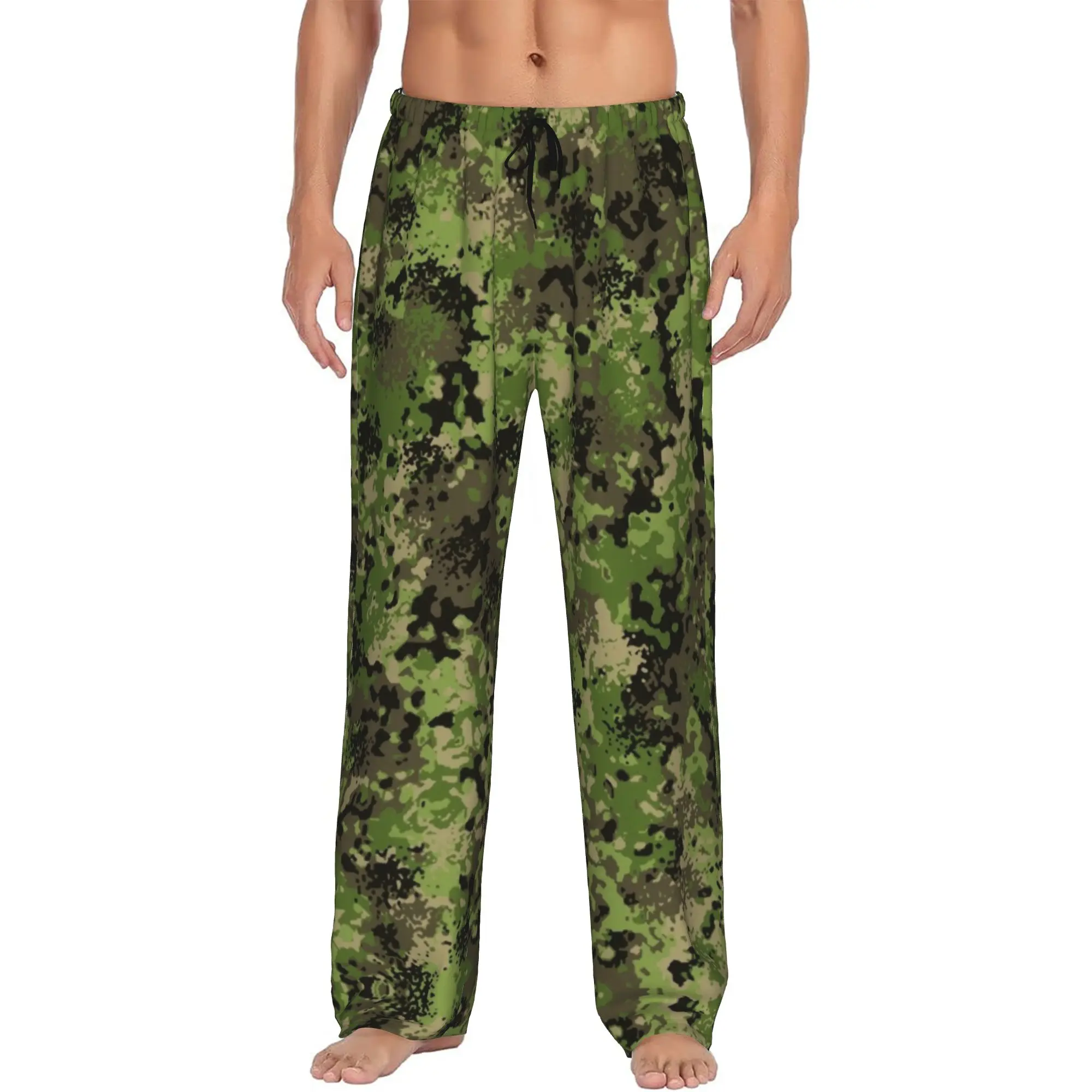 Custom Camo Camouflage Pajama Pants Men's  Sleepwear Lounge Sleep Bottoms Stretch with Pockets