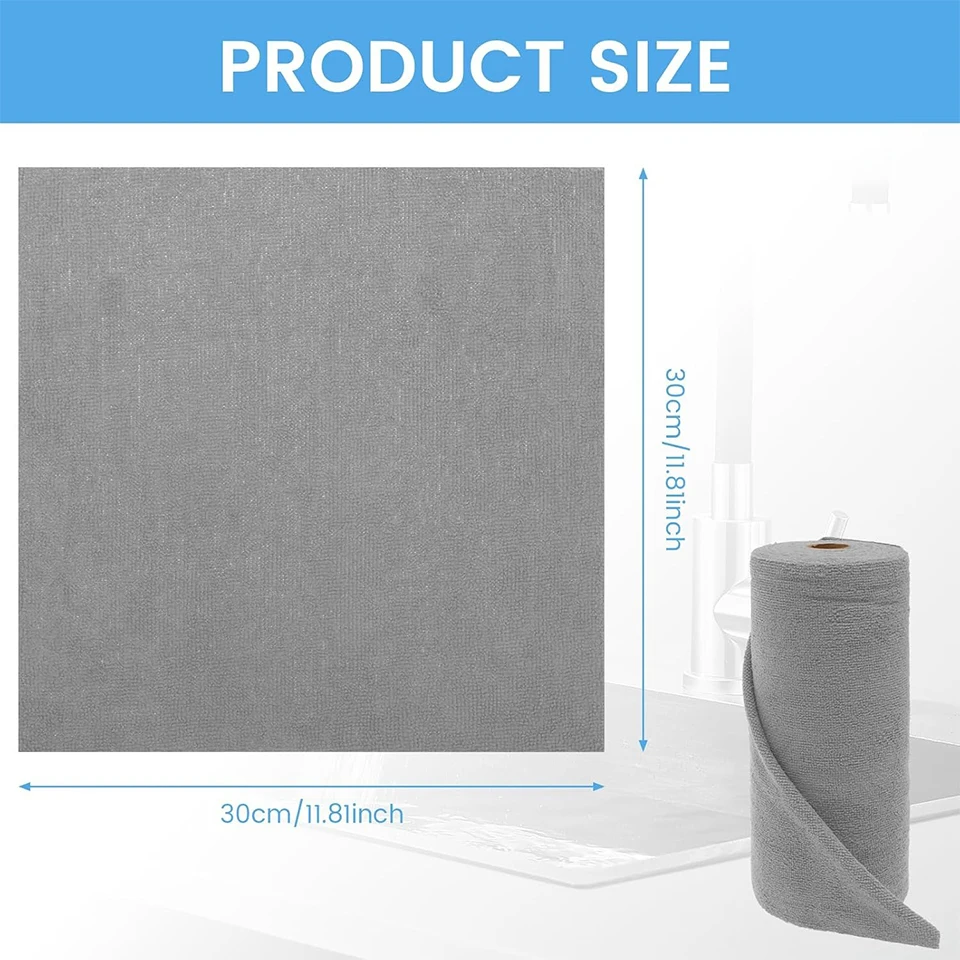 20PCS/Roll Reusable Microfiber Cleaning Cloth Highly Absorbent Kitchen Towel Roll Oil Absorbing Dish Rag Paper Towel Replacement view 6