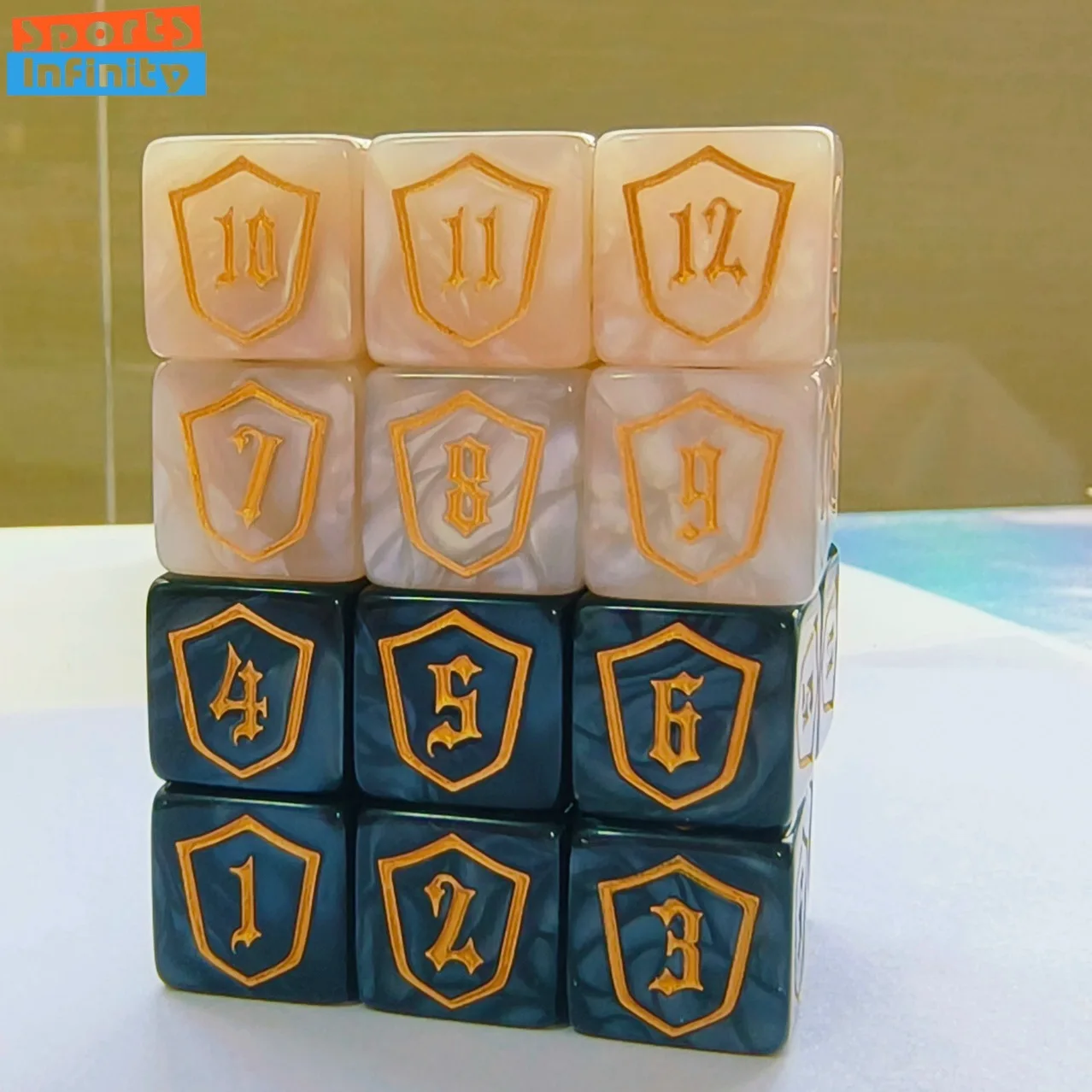 

6 шт./компл., черный, белый цвет D6, щит, настольная игра, игральные кости с номером, 6-сторонняя настольная игра, развлекательные игральные кости для вечеринок, набор Dnd Dice