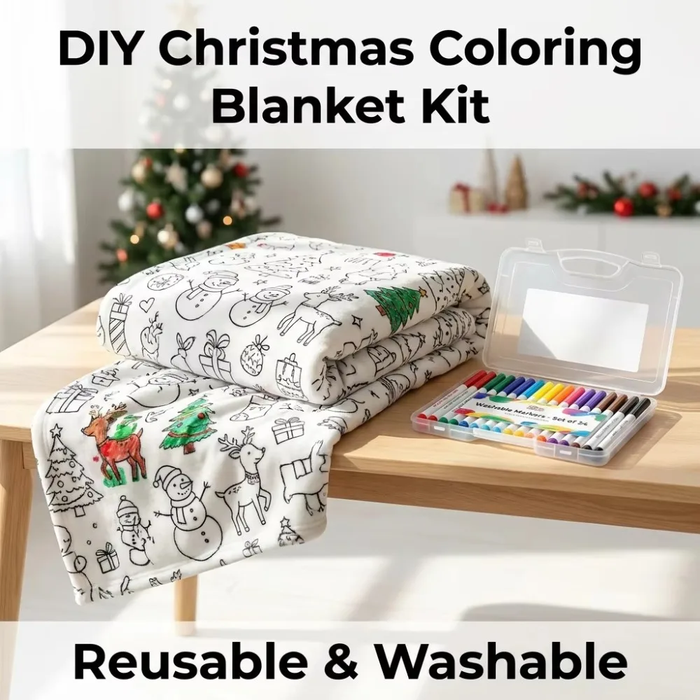 Children's DIY Graffiti Blanket, Colored Pen Hand-painted Coloring Blanket, Parent-child Handmade Creative Carpet