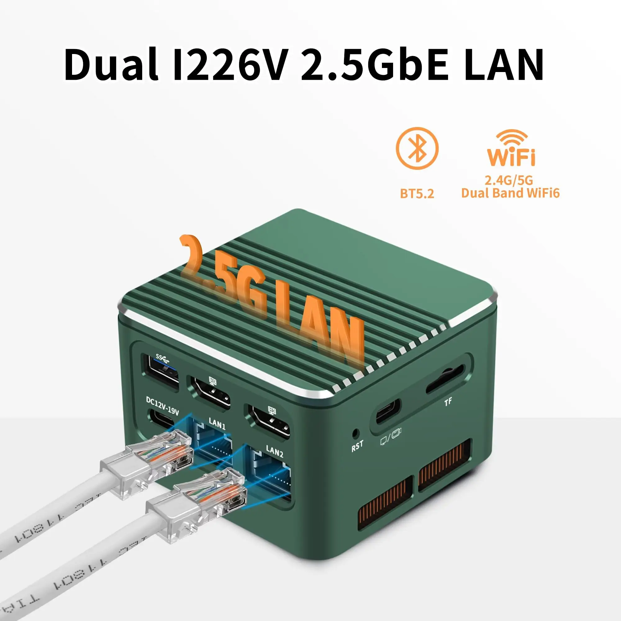 MNBOXCONET ミニPC Core i3 N305 (8コア/8スレッド、最大3.8GHz)、ミニコンピューター ブラック Linux、Wifi6/BT5.2、2ポート I226-V 2.5Gbe LAN