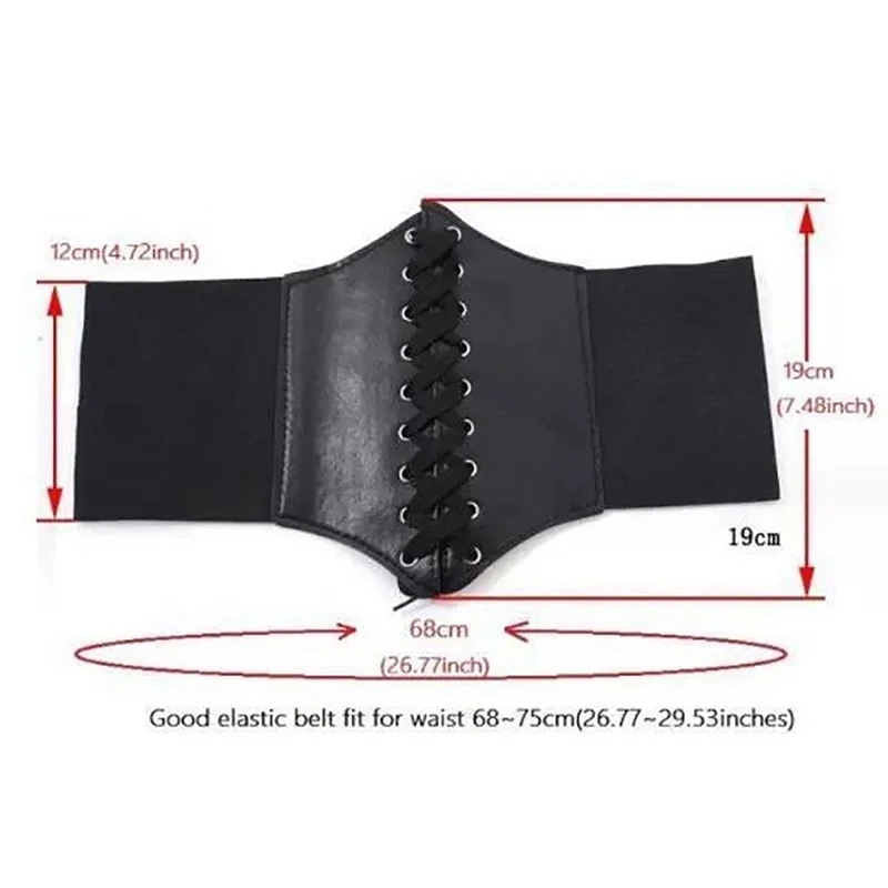 Women\'s Corset Belt Gothic Fashion PU Leather Female Lace-up Corset Belts Slimming Waist Vintage Corset Black Wide Belt For Girl