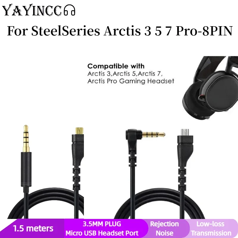 

3.5MM PLUG Micro USB Headset Port Replacement high quality Audio Cable for Steelseries Arctis Prime Arctis 3 5 7 Headphones ，