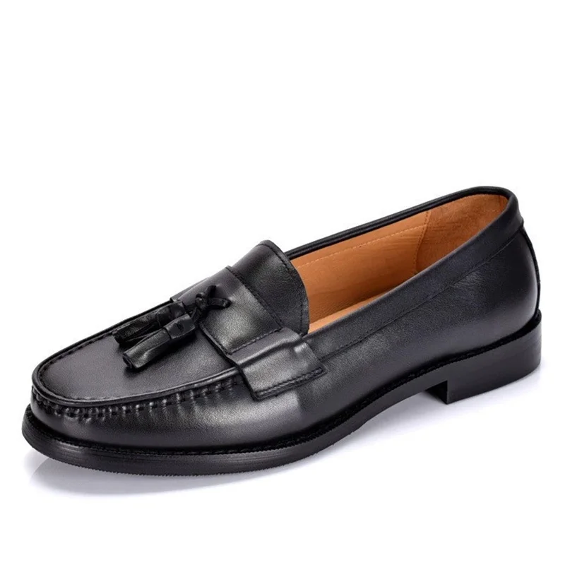 Luxury Designer British Italian Male Shoe Genuine Leather Men's Tassels Loafers Slip-on Social Suit Dress Shoes