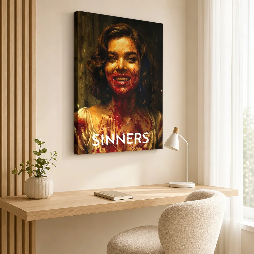 Sinners Vampire Horror Portrait Canvas Poster Personalized Gothic Horror Wall Paintings Decoration for Game Room Ready to Hang