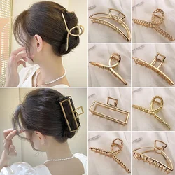 Fashion Metal Hair Claw For Women Gold Silver Color Cross Crab Hair Clip Korean Elegant Geometric Hairpin Girl Hair Accessories