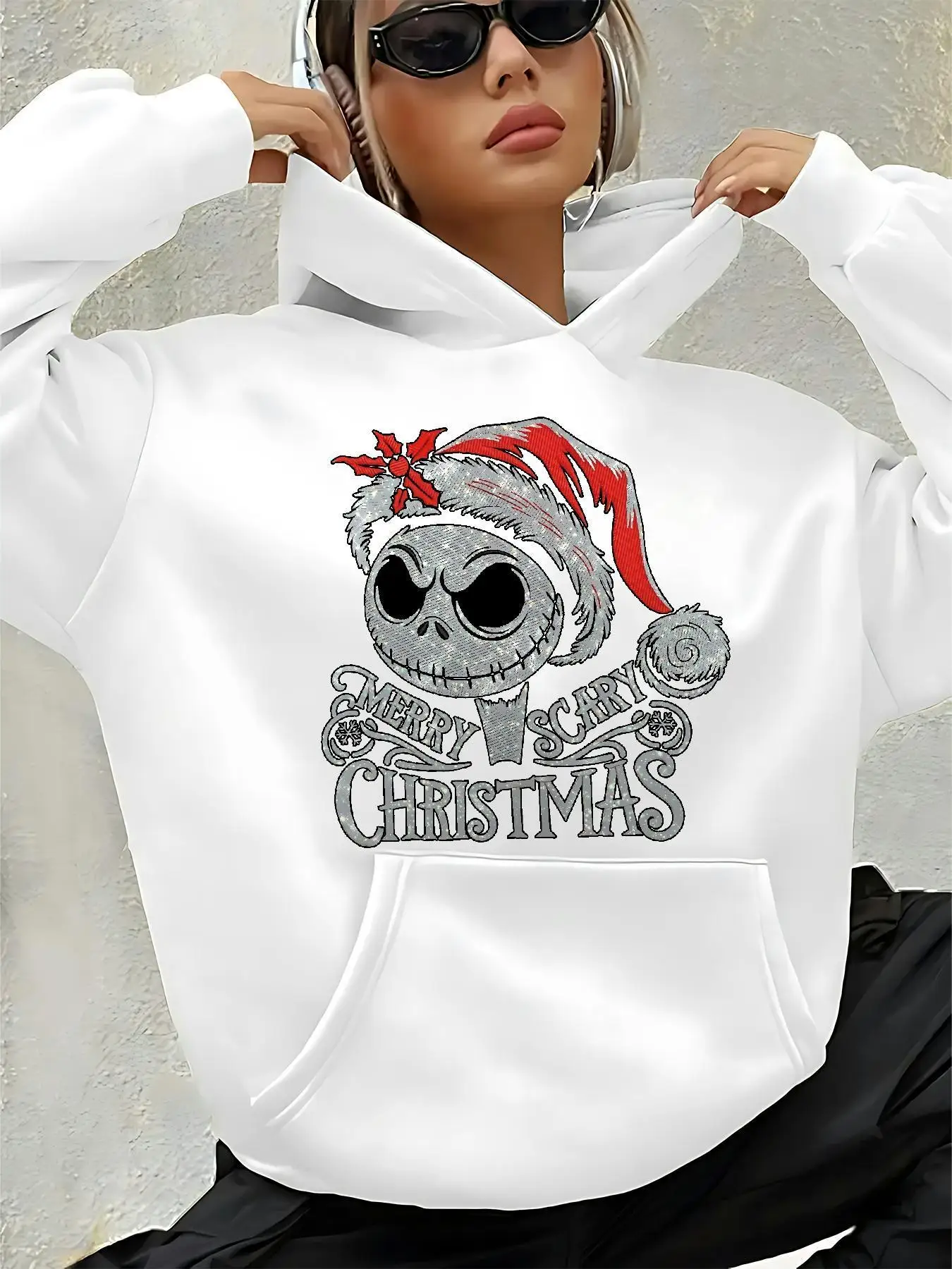 レディース ディズニー ジャック スケリントン & サリー カップル メンズ フリース パーカー コットン フーディ スウェットシャツ プルオーバー 秋冬 オーバーサイズ ルーズ