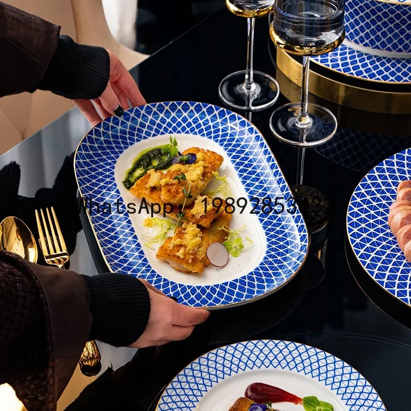 

x-14 premium embossed bone china dinnerware set - european style ceramic bowl and plate set for home use