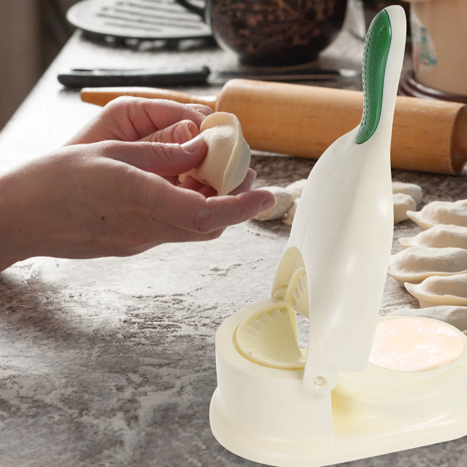 Molde para dumplings, prensa Manual 2 en 1, máquina para envoltorios Wonton, prensador de masa, utensilio de cocina, molde de prensa reutilizable para piel de dumpling