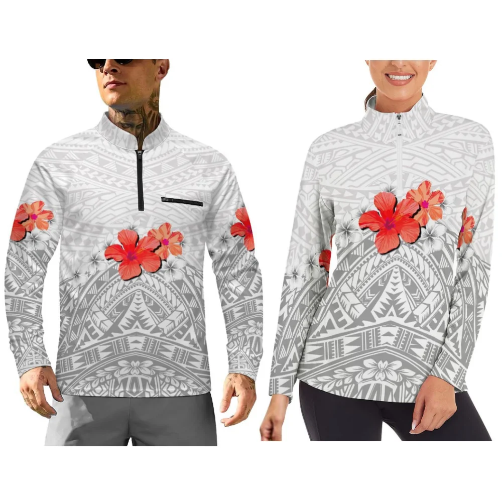 Customizable Polynesian Sports Couple'S Long-Sleeved Sportswear For Autumn And Winter Long-Sleeved Physical Fitness