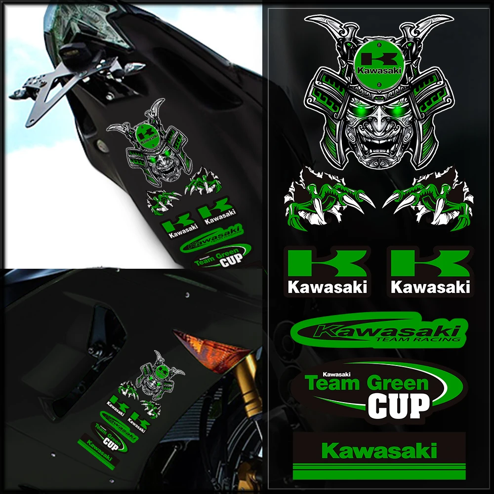 

Motorcycle Kawasaki Sticker Decal Original Waterproof Fender Neck Plate Tank Logo White Z900 Z1000 Ninjia Racing Team Kit