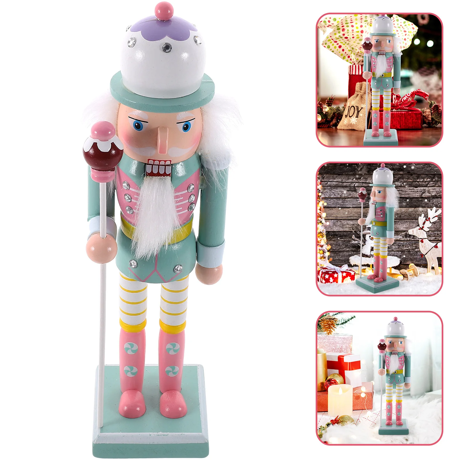 Christmas Nutcracker Wood Figurine Wooden Halloween Window Decorations Tableware Small Figures Gifts Traditional Child Outdoor