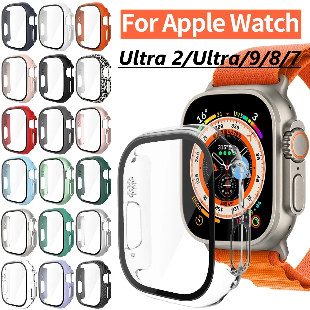 Glass+Case for Apple Watch Series 7/8/9 41mm 45mm Screen Protector 44mm40mm Bumper for iWatch Ultra/Ultra2 49mm Protective Cover