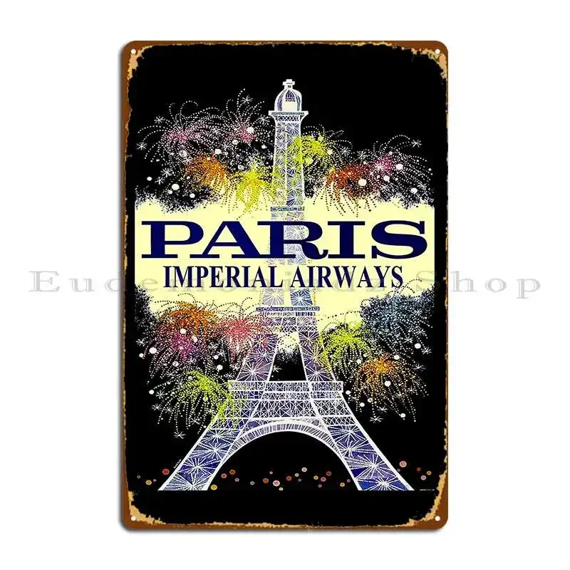 Imperial Airways Vintage Fly To Paris Advertising Print Metal Plaque Classic Designing Customize Designing Tin Sign Poster