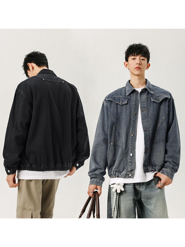 

Повседневная стильная мужская джинсовая куртка 2025 года: новинка весенне-осеннего сезона, хит продаж, красивая верхняя одежда свободного кроя, стандартная длина, без капюшона