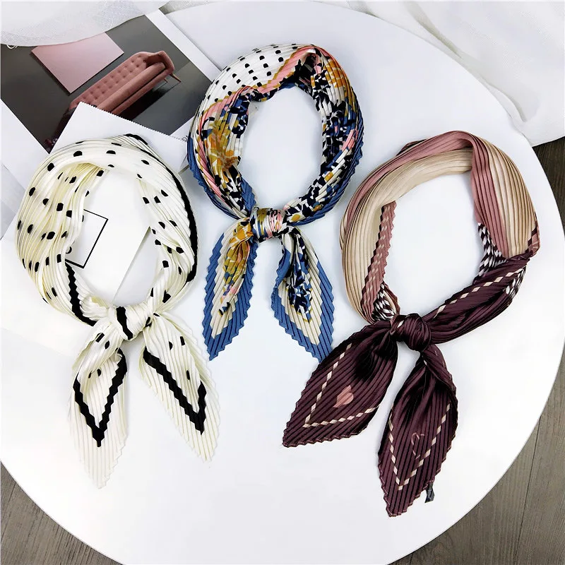 Floral Shawl Square small silk scarf 70×70 cm Women Vintage Wrap Hijab Female Hair Band Wrist Luxury Headkerchief 2023 Bandanas