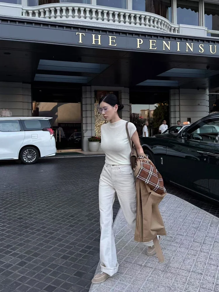 

MBNLF Textured Vest Tee-acetate Wool Blend Svel Women's Casual Sle ort H-ape Vest XMXT2687 Autumn 2025