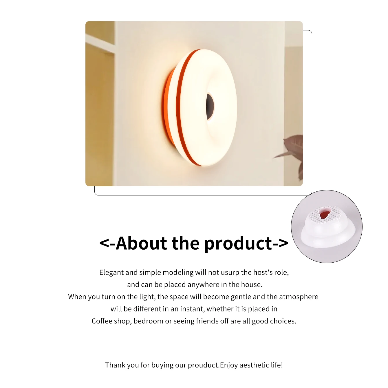 Donut-Tischlampe Schlafzimmer Nachttischlampe Wohnzimmer Esszimmer Wandmontierte Dekorative Ambientebeleuchtung (Nicht aus Glas) – Detail 5