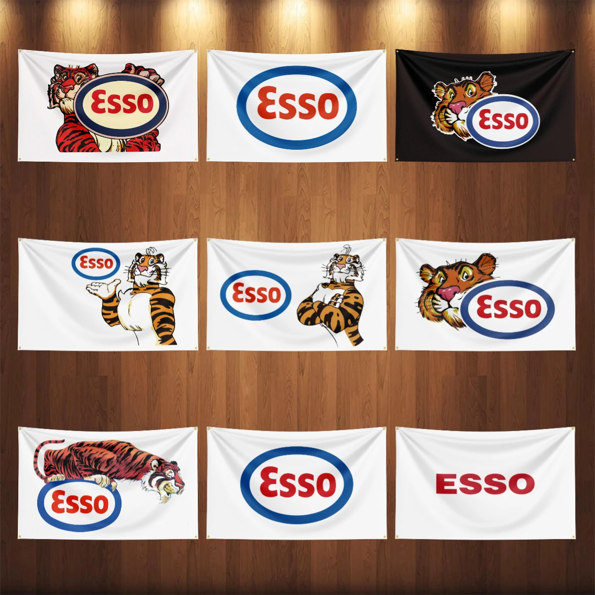 

90x150CM ESSOs Oil Gasoline Flag Banners Diesel Fuel Petrol Flag Banners Garage Car Tapestry Flag Garage Outdoor Decor
