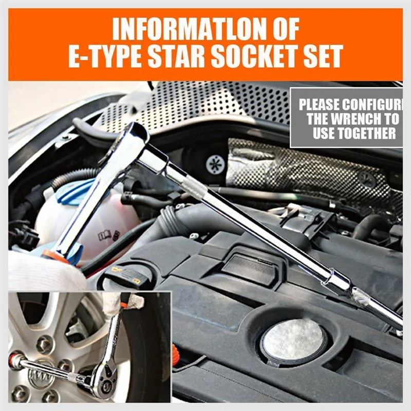 

2025+ Женский набор звездочек E-TORX с направляющей, 11 шт. Набор женских внешних звездообразных головок E4 - E20 Набор динамометрических головок из легированной стали