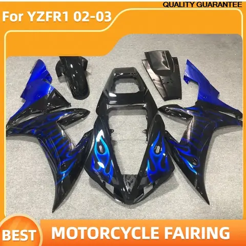 YAMAHA YZF-R1 2002 2003 YZF R1 1000 CC YZFR1 02 03 ABS प्लास्टिक प्राइम आफ्टरमार्केट ब्लू फ्लेम्स के लिए मोटरसाइकिल बॉडी फेयरिंग सेट 10 best sales यामाहा FZR 1000 - №10