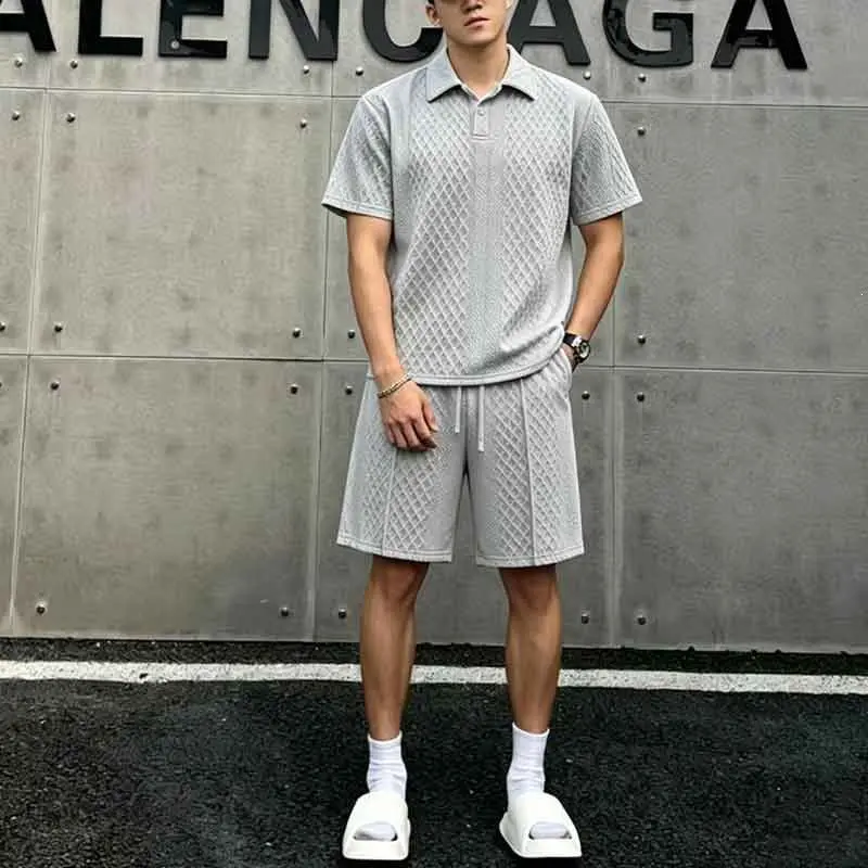 

Summer 2026 Men's Casual Patchwork Open Cardigan Shirt Two-Piece Set Versatile Fashionable Loose Fit Short Sleeve Retro Style