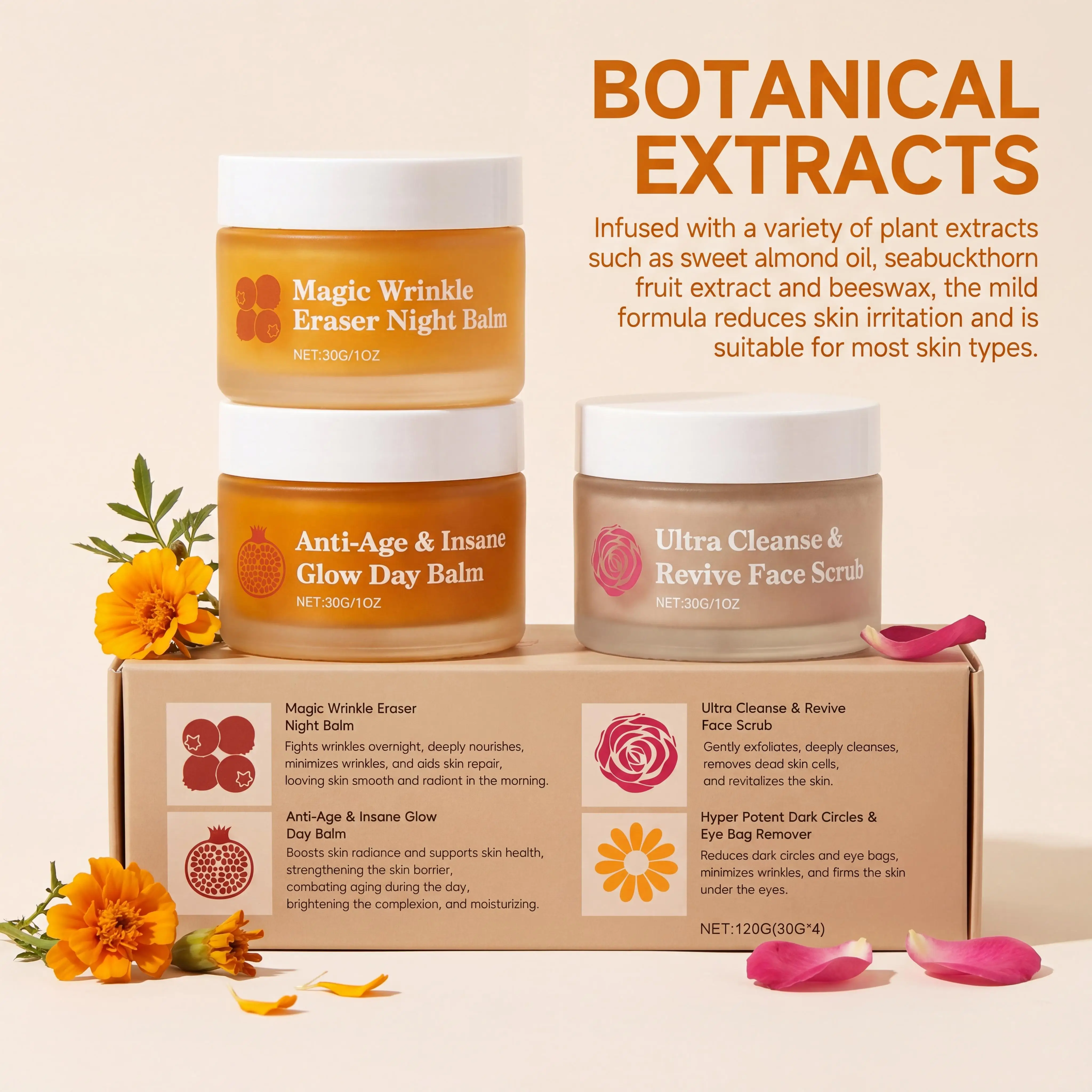 Day Night Skincare Set Moisturizing Repair Skin Barrier Brightening Facial Skins Multi Functional Skincare Eye Face Care Combov