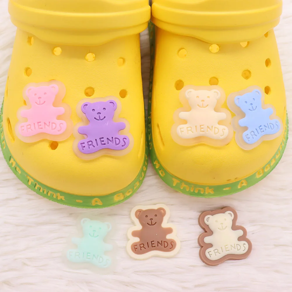 Mix 50pcs PVC Cartoon Animal Kawaii Colorful Bear Friends Shoe Charms Garden Shoes Decoration Buckle Clog DIY Wristband Kid Gift