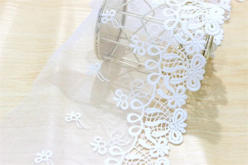 1 Yard Cotton Embroidery Tulle Lace Cotton Rosette Mesh Trim lace for Bridal lingerie Lolita Crafts Sewing