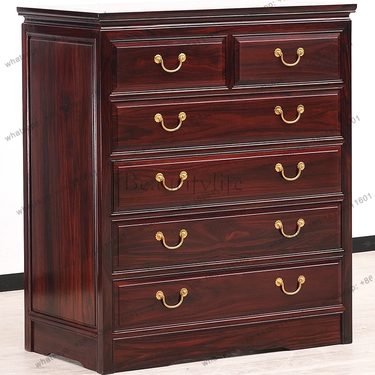 

Комод из красного дерева Индонезийский черный палисандр национальный стандарт из красного дерева широкоугольный сундук из палисандра пять шестей