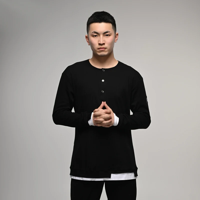 

Latin Dance Tops Men Long Sleeves Practice Clothes Male Rumba Modern Dance Clothing Adult Dancing Fake Two Pieces Shirt XH2880