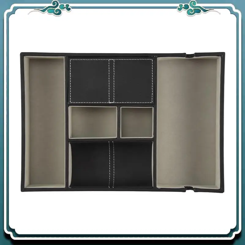 A67K-Valet Tray For Men, EDC Tray, Nightstand Organizer, Table Organizer, Charging Station, Catch All, Dresser Tray, Black Faux