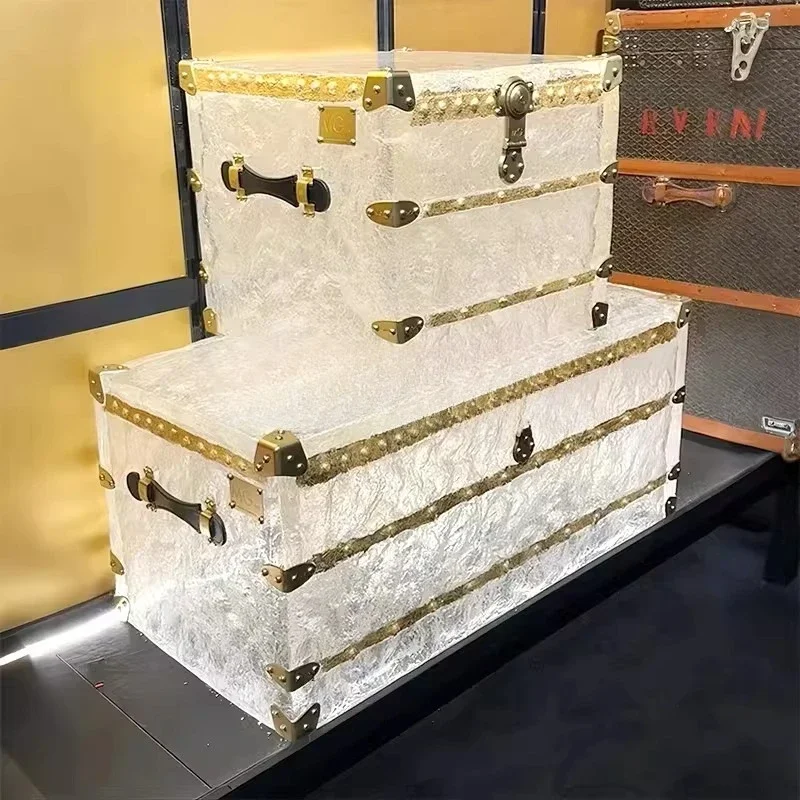 Stone pattern storage box, shop villa ornaments, soft furniture wardrobe, platinum crystal art cabinet