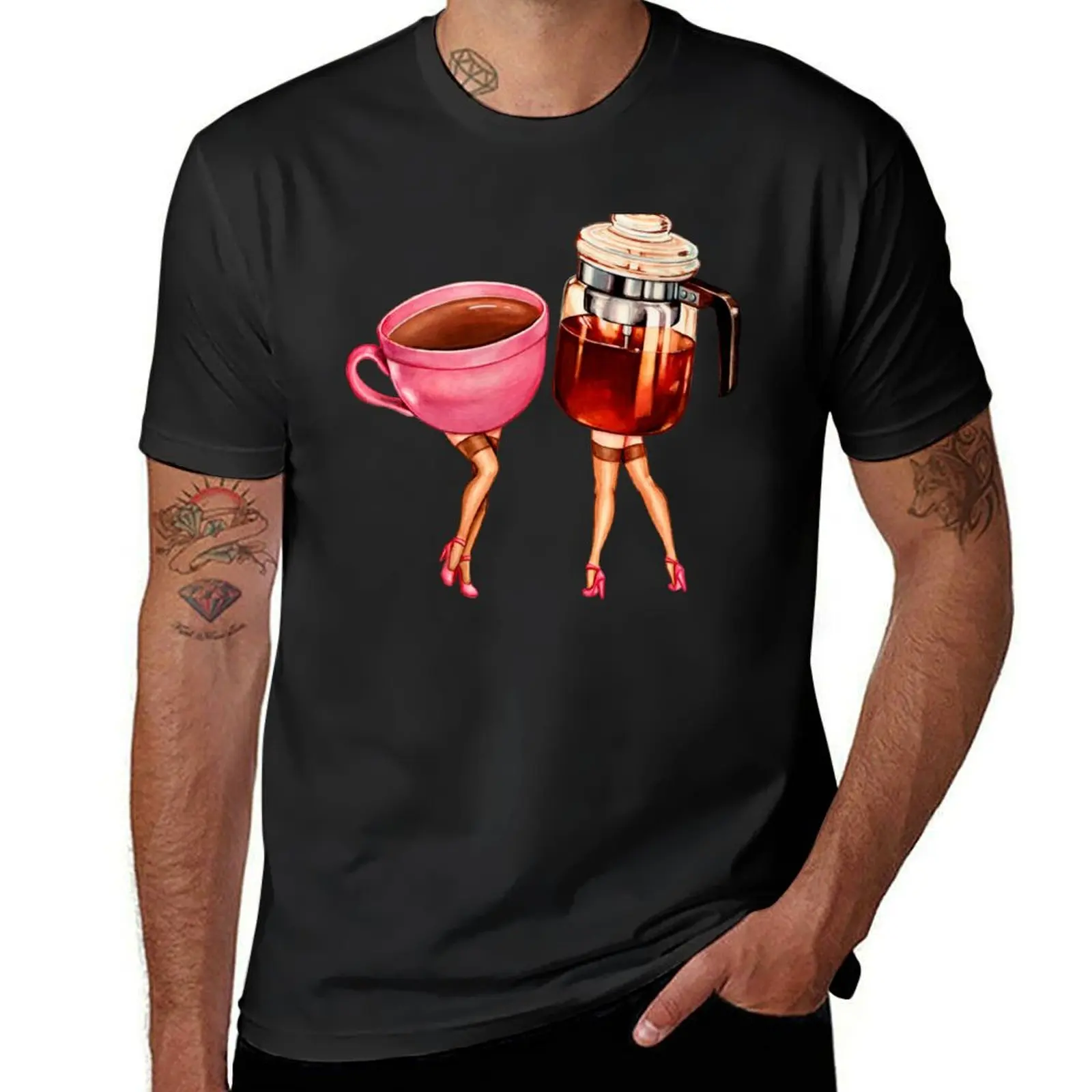 

Coffee Girl Pin-Ups T-Shirt funnys plus sizes heavyweights plus size tops slim fit t shirts for men