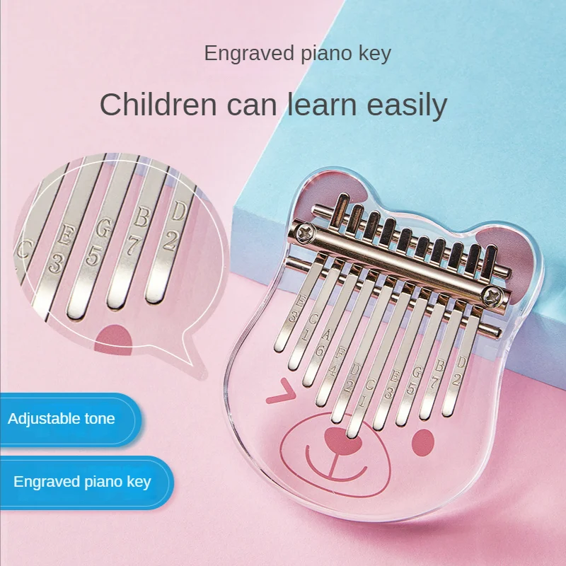 Kalimba 10 Keys Thumb Piano Transparent Acrylic Mini Finger Piano Keyboard Instrument Christmas Gift Finger Piano for Adult Kids