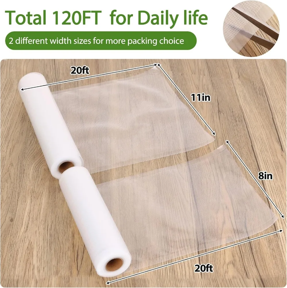 Customizable Vacuum Sealer Bags, 6 Pack 3 Rolls 11