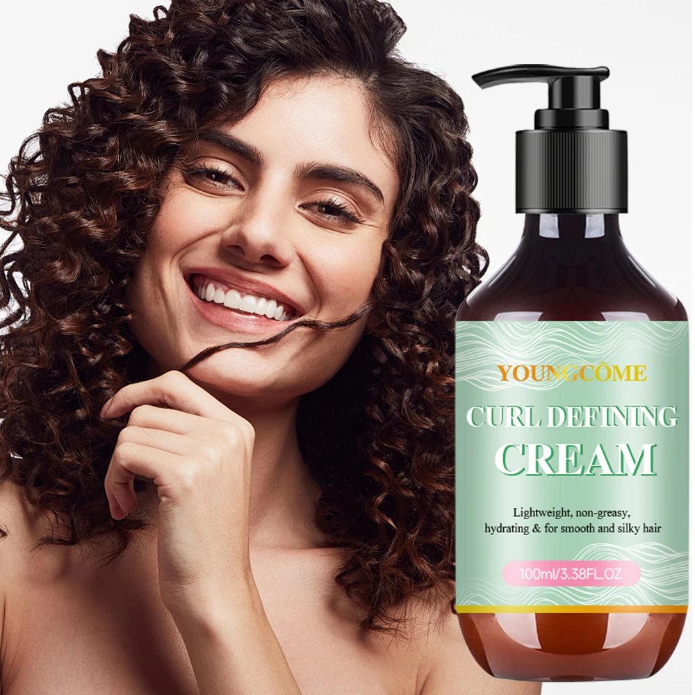 Crema definidora de rizos para cabello rizado, loción hidratante rizada, antiencrespamiento, esculpido, acondicionador para el cabello, cuidado 100ml
