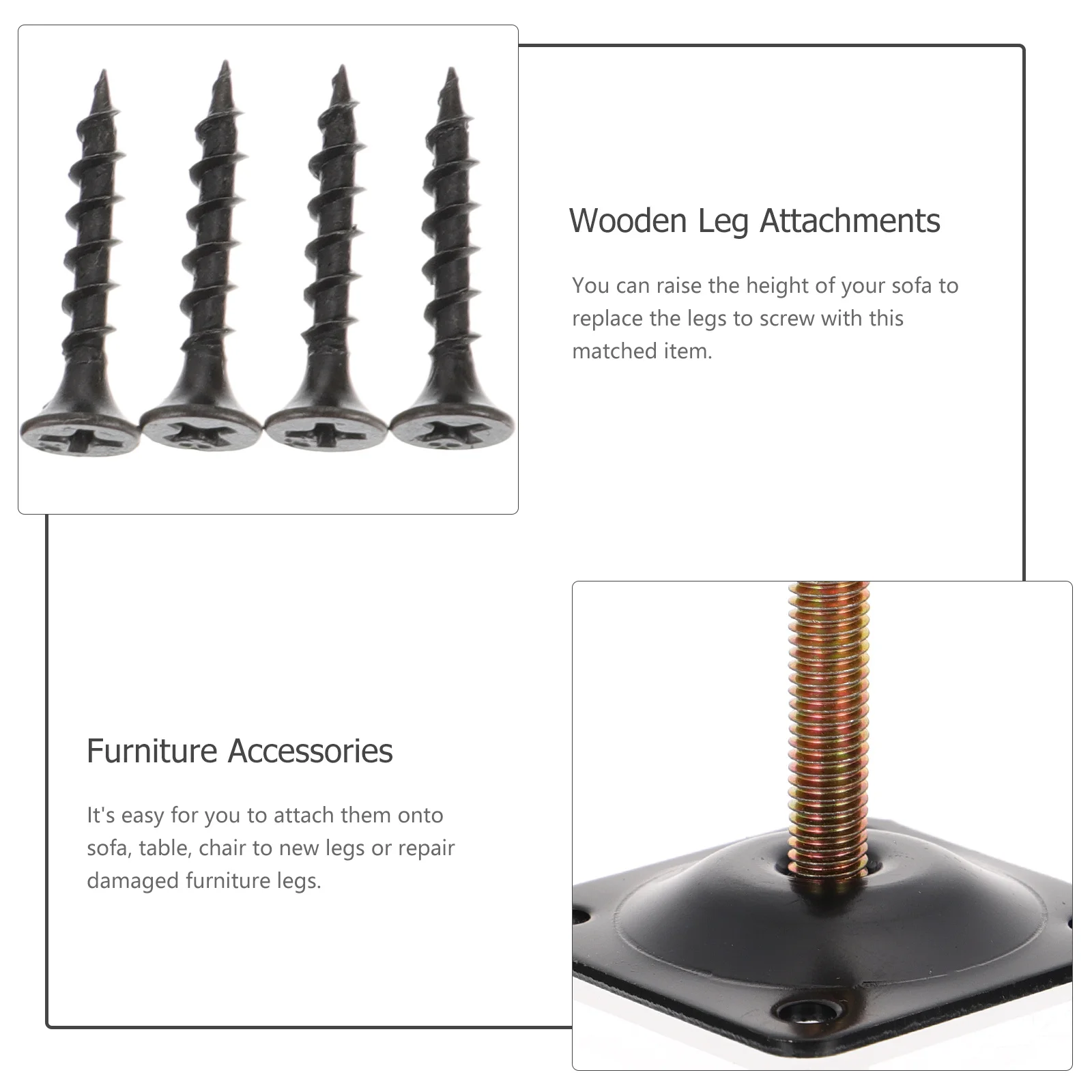 

1 set 1 Set Black Flat Iron Plates For Leg Attachment Mounting Plate Repair Kit Sofa Couch Ottoman Furniture Connector Furniture