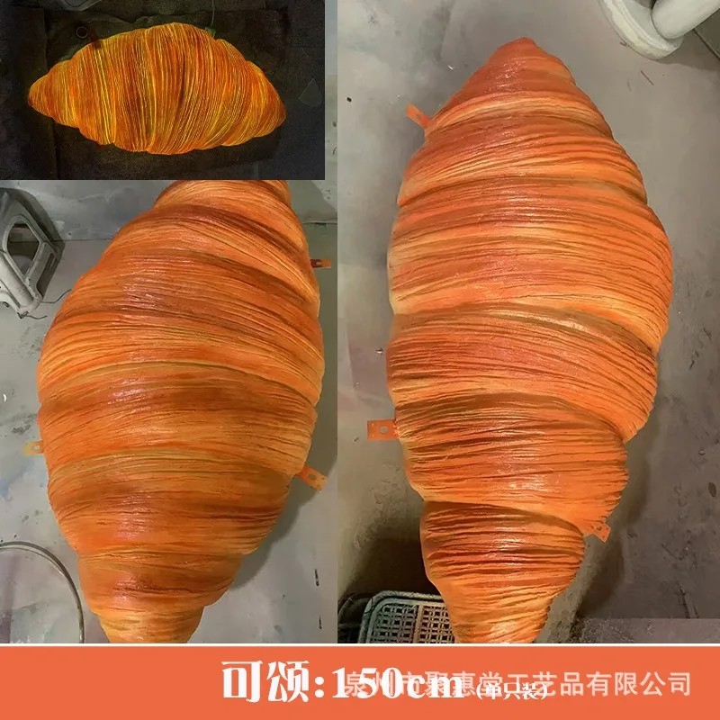 Simulation Croissant Bread Model Croissant Sculpture Bakery Door Sign Decoration Three-dimensional Large Luminous Wall Hanging