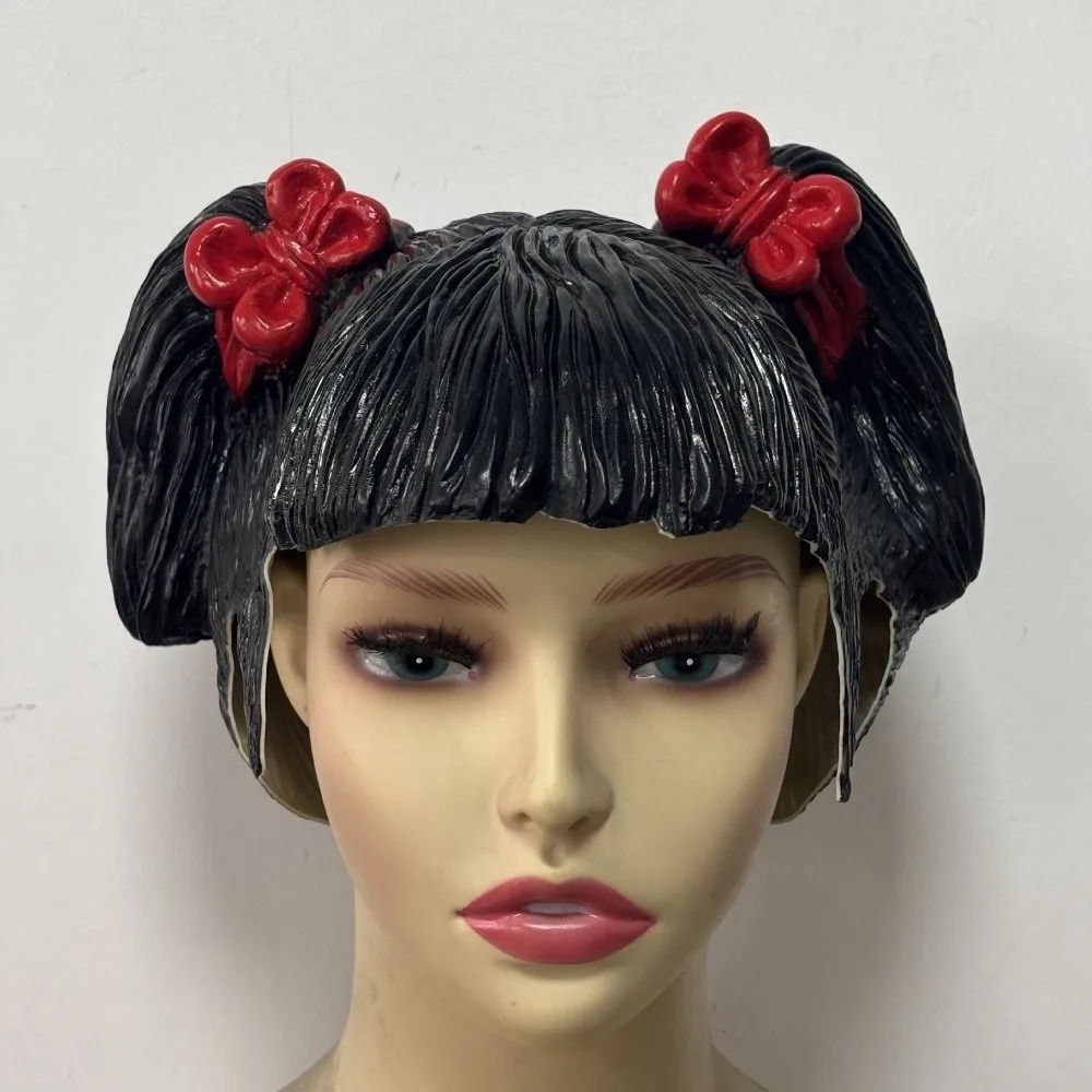 Short Bob Latex Mask Comfortable To Wear Dressing Up Cosplay Wig Reusable Soft Rubber Colorful Hair Hats Dance Party